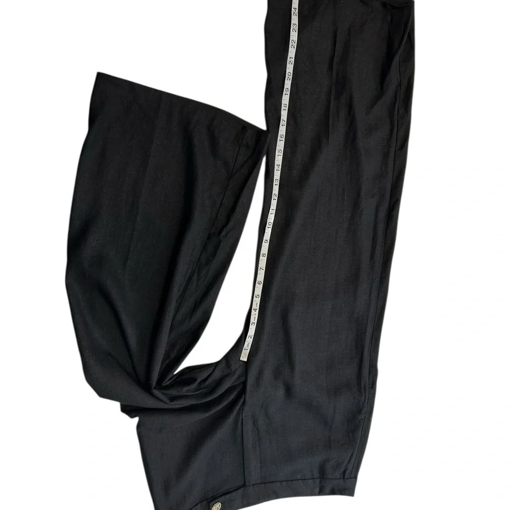 Black Women's Wide-Leg Linen Blend Pants NWT 12